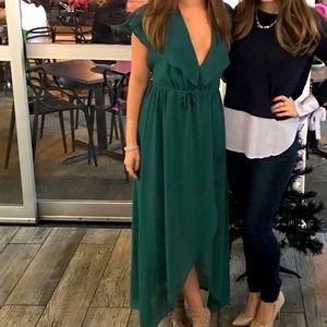 Deep cut green dress for any occasion!